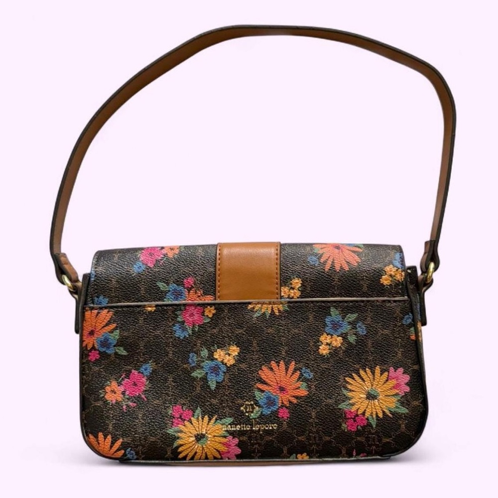 Nanette Lepore Fiona Logo Flap Floral Baguette Shoulder Bag - Picture 5 of 6
